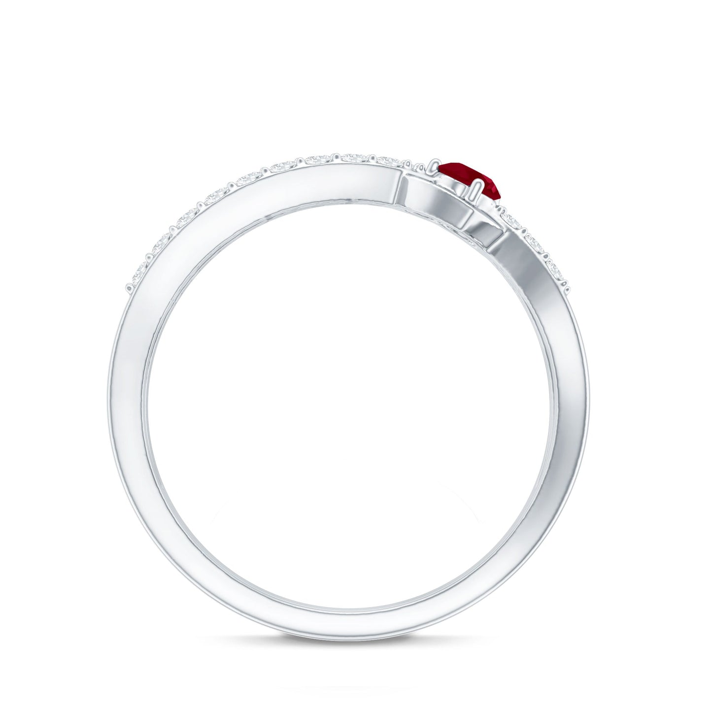 Natural Ruby Heart Promise Ring with Diamond Split Shank