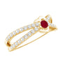 Natural Ruby Heart Promise Ring with Diamond Split Shank