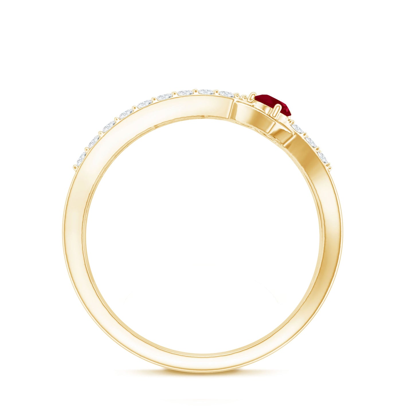 Natural Ruby Heart Promise Ring with Diamond Split Shank