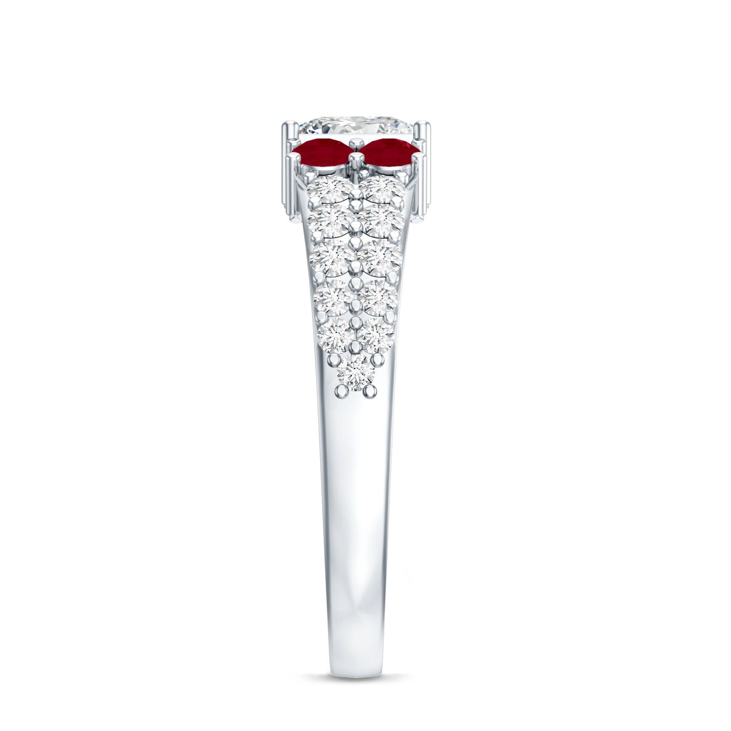 Lab Grown Diamond 0.8 Carat Princess Cut Engagement Ring With Ruby