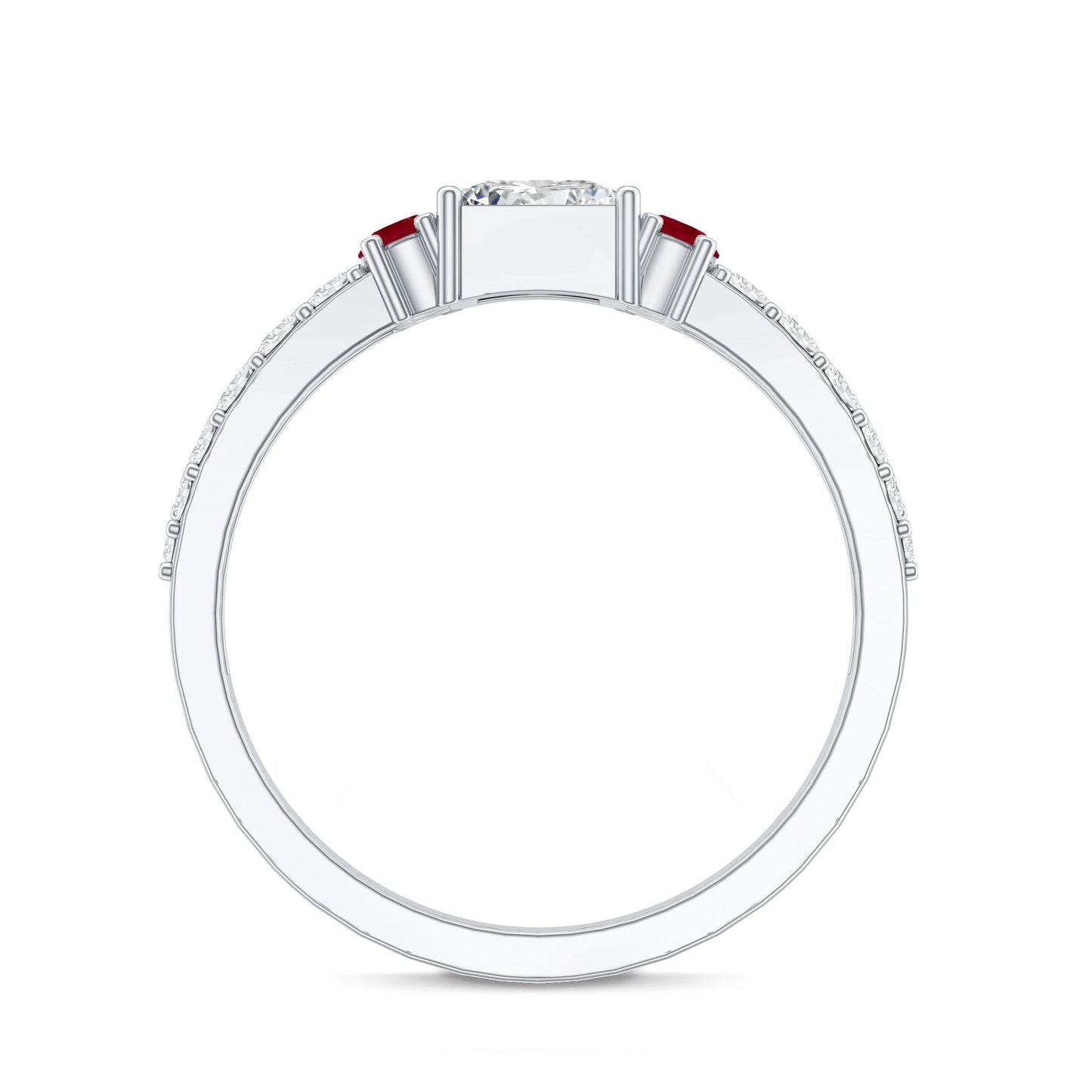 Lab Grown Diamond 0.8 Carat Princess Cut Engagement Ring With Ruby