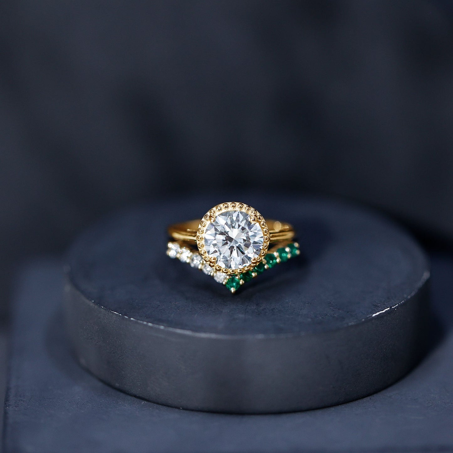 Certified Lab Grown Diamond 2 Carat Engagement Ring With Emerald Enhancer