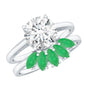 Certified 2 Carat Lab Grown Diamond Engagement Ring With Emerald Wedding Band
