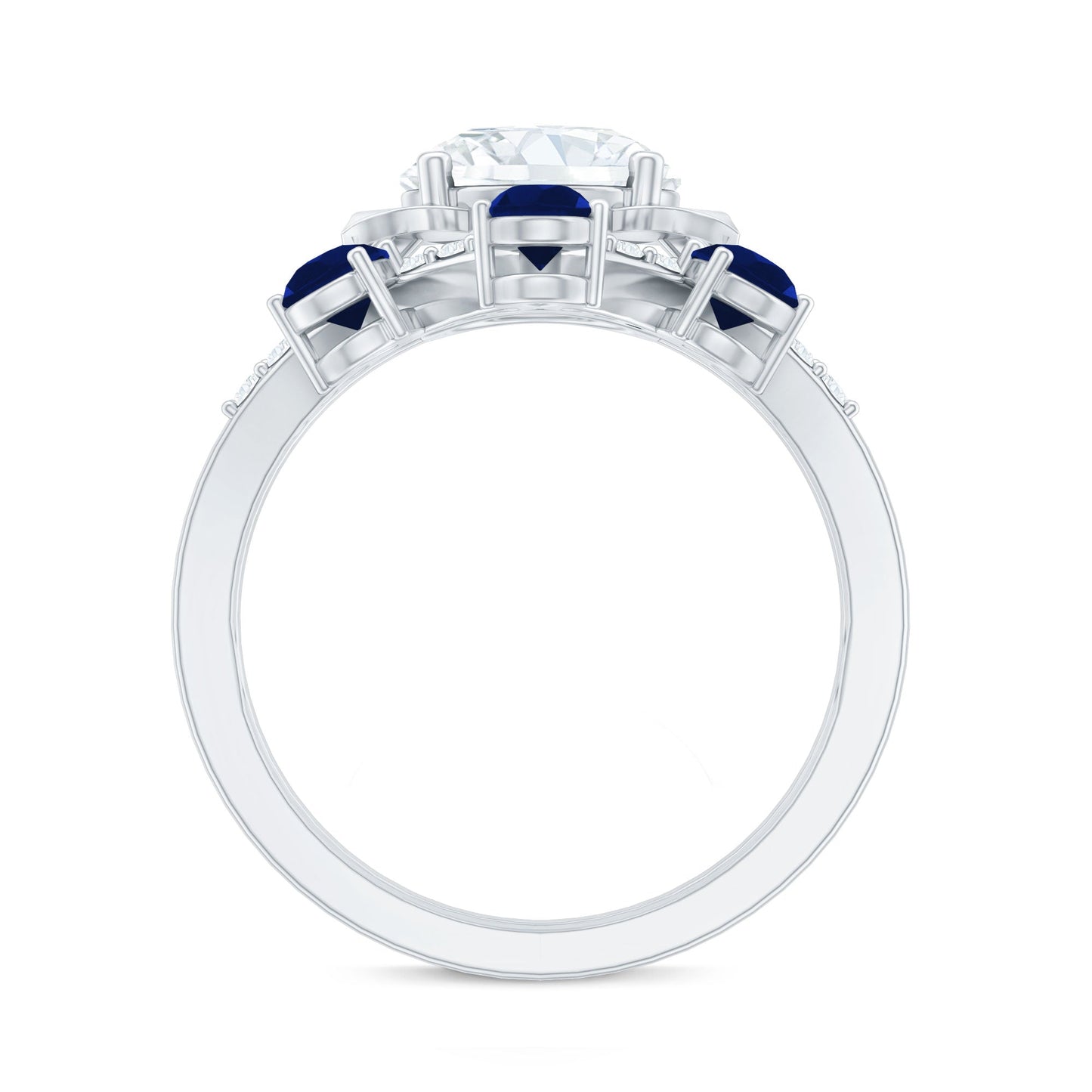 Certified Lab 2 Carat Diamond Engagement Ring With Blue Sapphire Enhancer