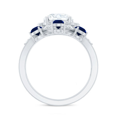 Certified Lab 2 Carat Diamond Engagement Ring With Blue Sapphire Enhancer