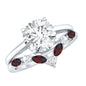 Certified 2 Carat Lab Grown Diamond Bridal Ring Set With Garnet Enhancer