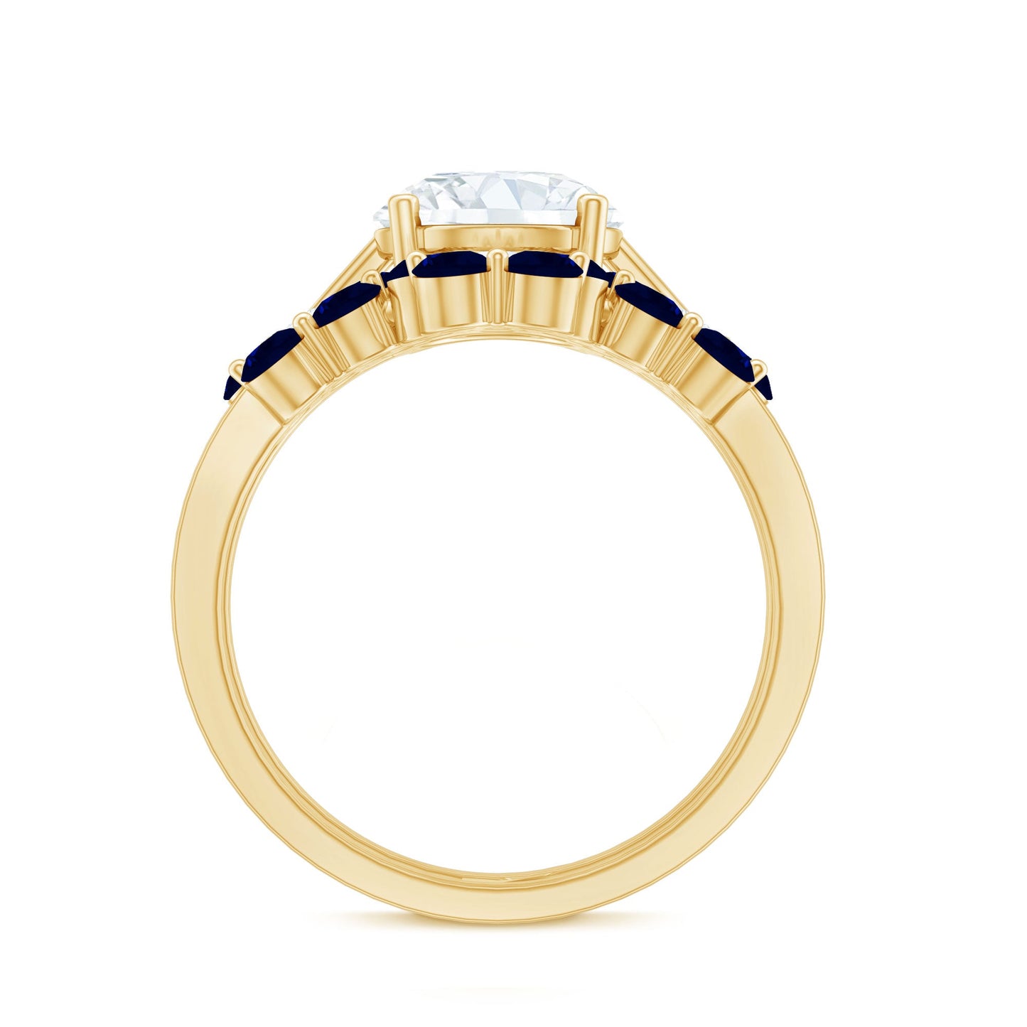 Certified Lab 2 Carat Diamond Engagement Ring With Sapphire Wedding Band