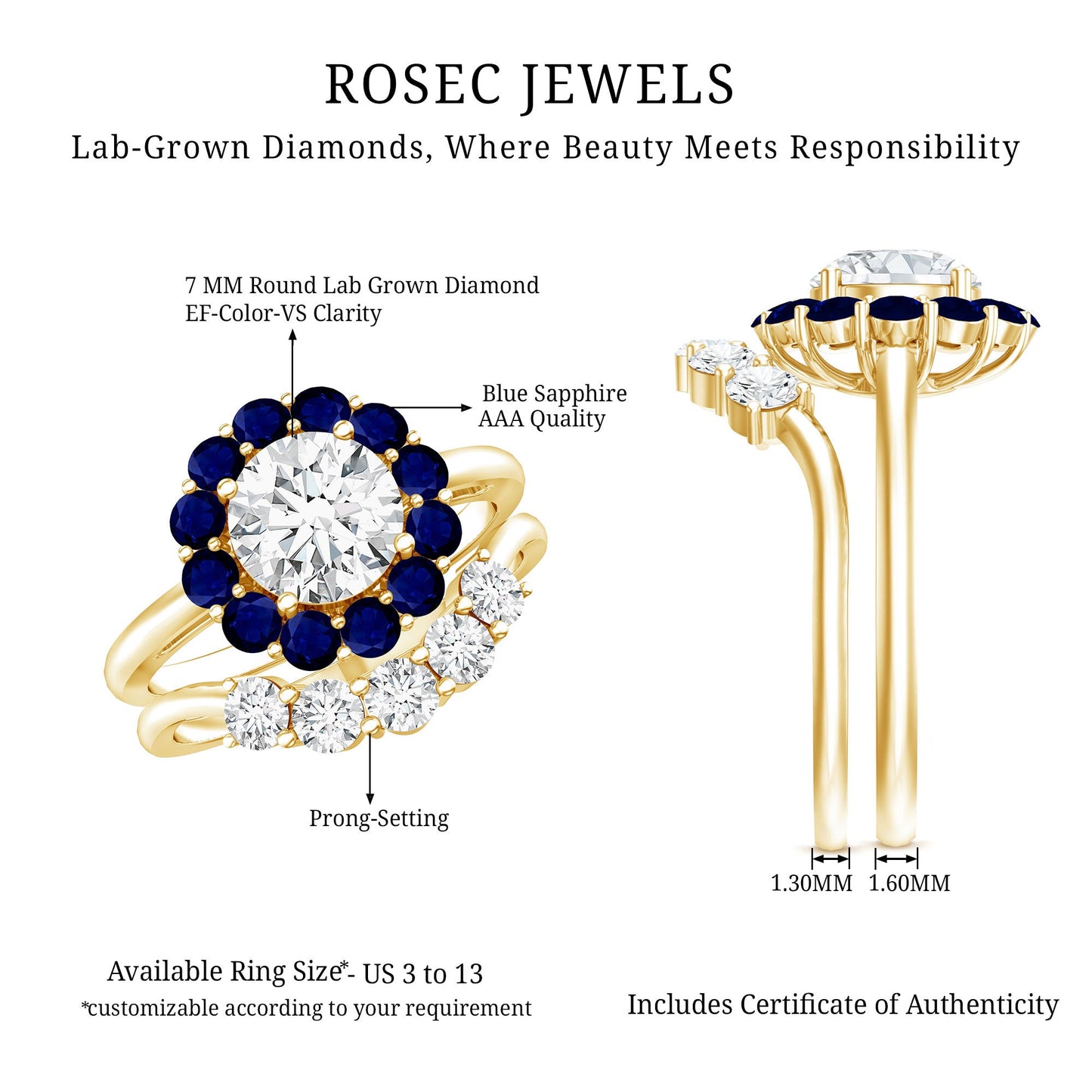 Certified 1.2 Carat Lab Grown Diamond Engagement Ring with Enhancer