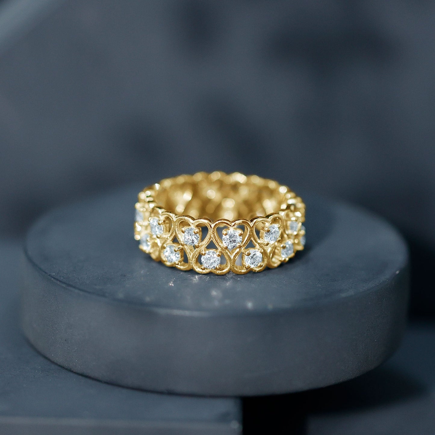Certified Lab Grown Diamond Heart Eternity Band Ring