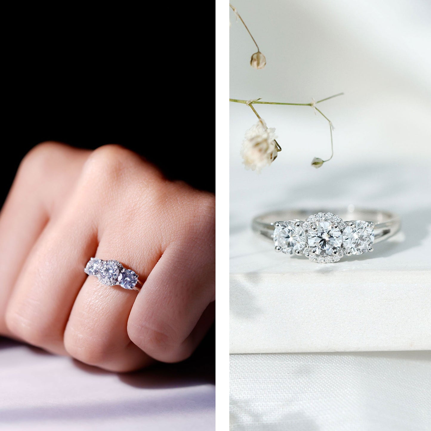 Certified Lab Grown Diamond Past Present Future Engagement Ring