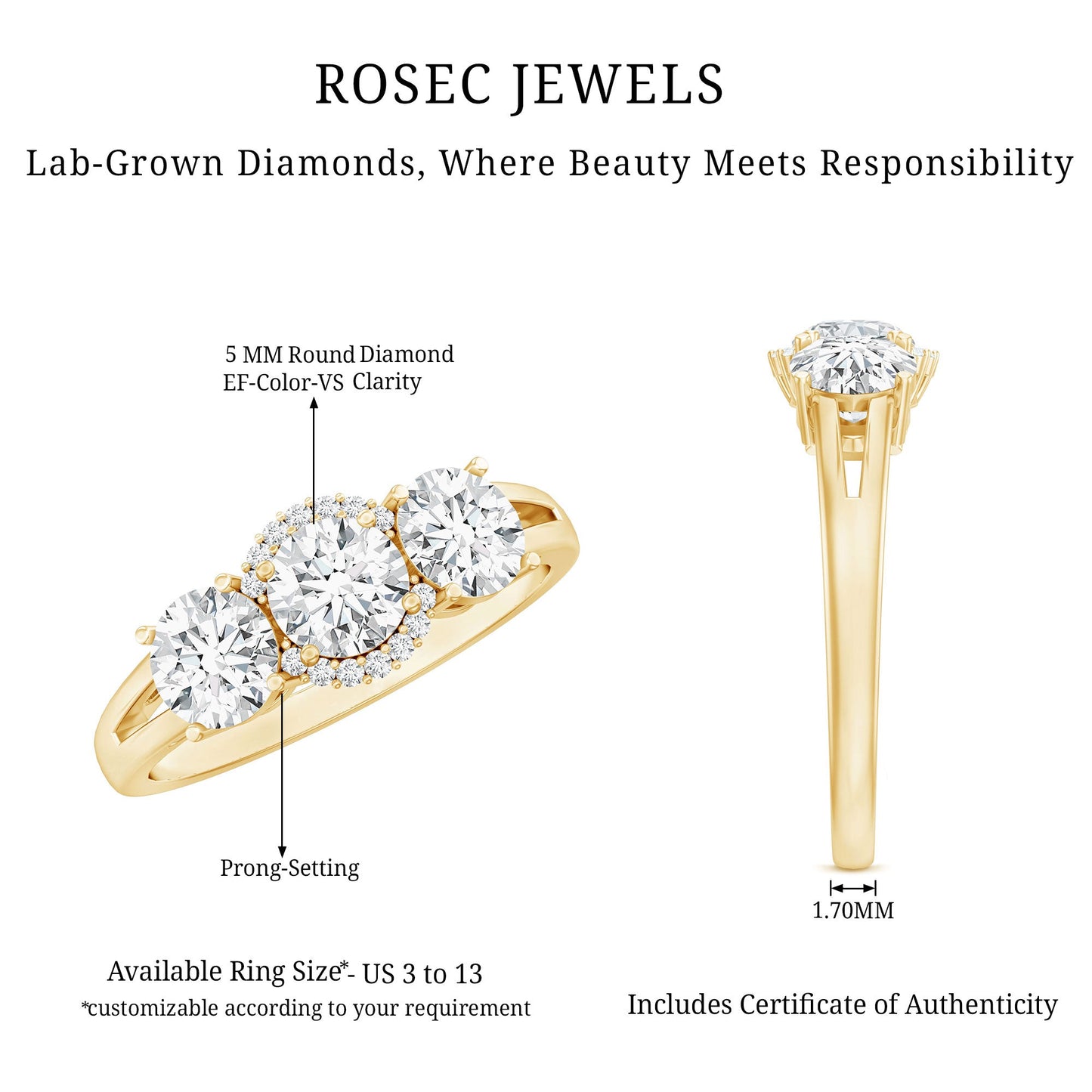 Certified Lab Grown Diamond Past Present Future Engagement Ring