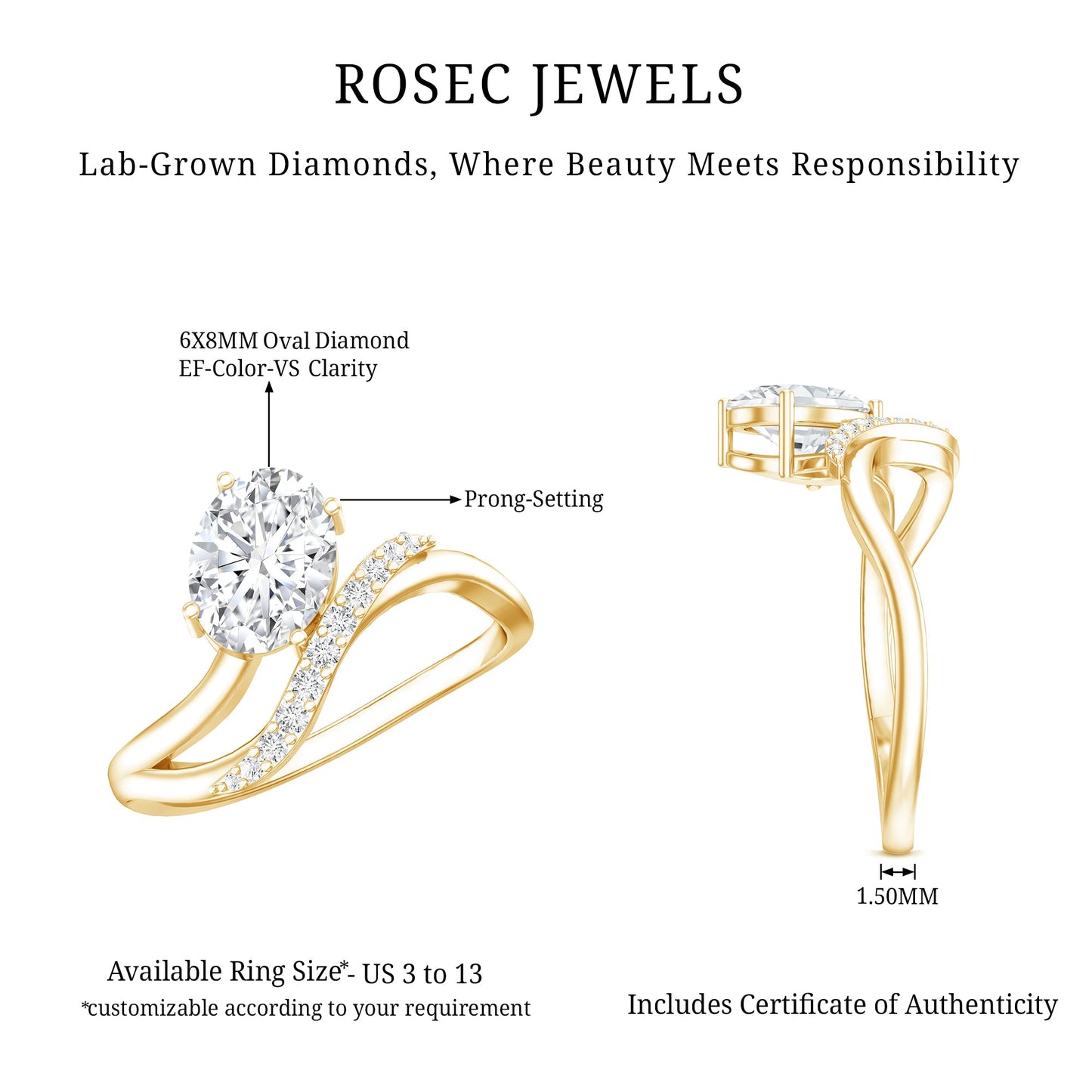 Certified 1.2 Carat Lab Grown Diamond Oval Engagement Ring For Women