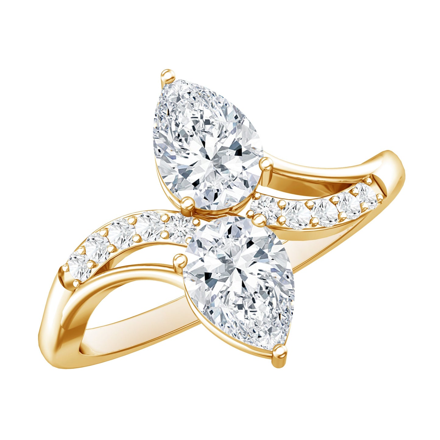 Certified Lab Grown Diamond 2 Stone Engagement Ring For Women