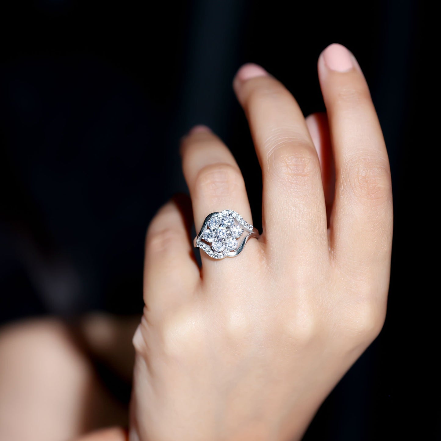 Certified Lab Grown Diamond Flower Statement Ring