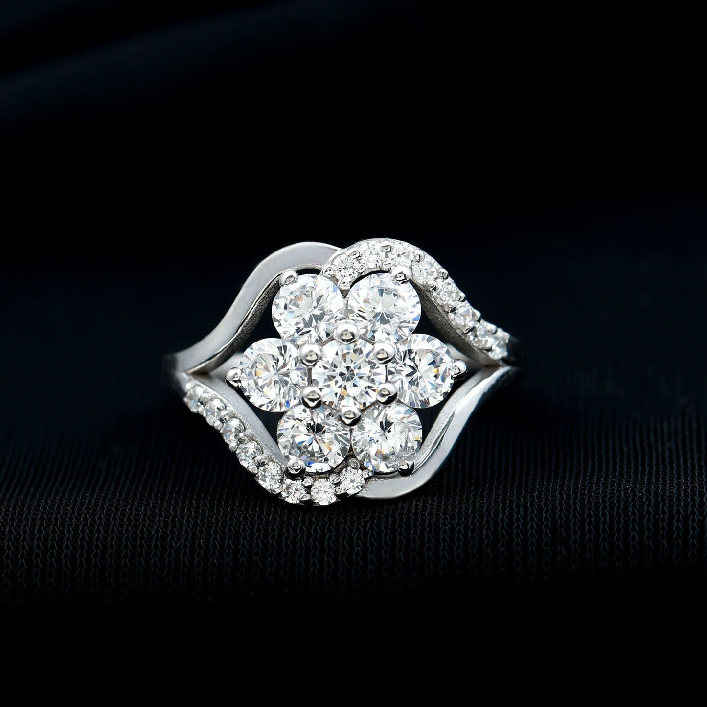 Certified Lab Grown Diamond Flower Statement Ring