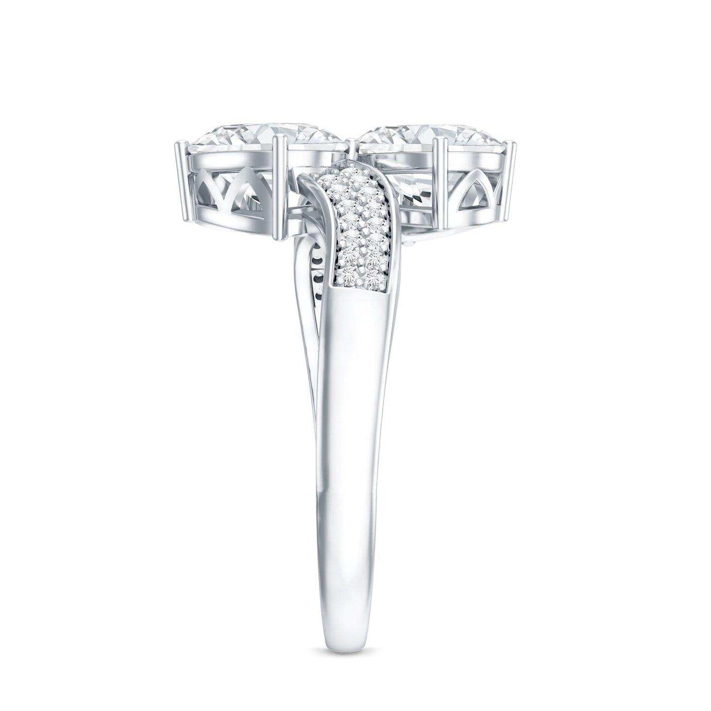 Certified Lab Grown Diamond Designer 2 Stone Engagement Ring
