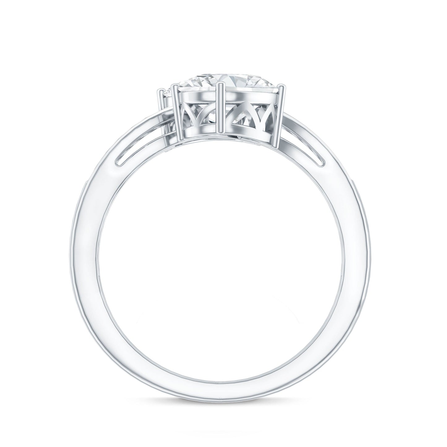 Certified Lab Grown Diamond Designer 2 Stone Engagement Ring