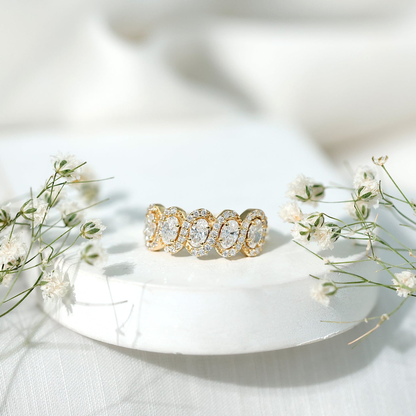Certified Oval Lab Grown Diamond Designer Eternity Ring