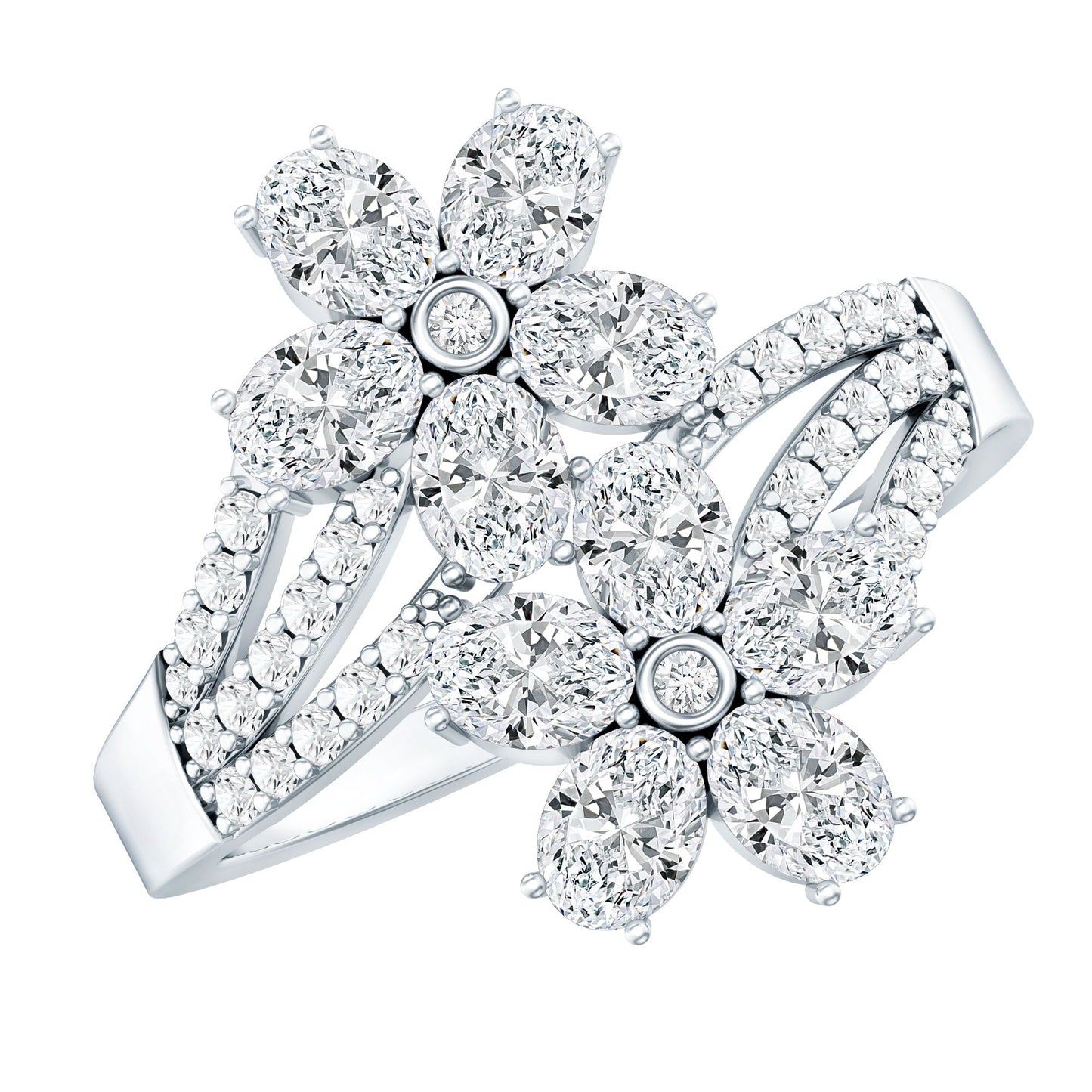 Certified Lab Grown Diamond Flower Engagement Ring For Women