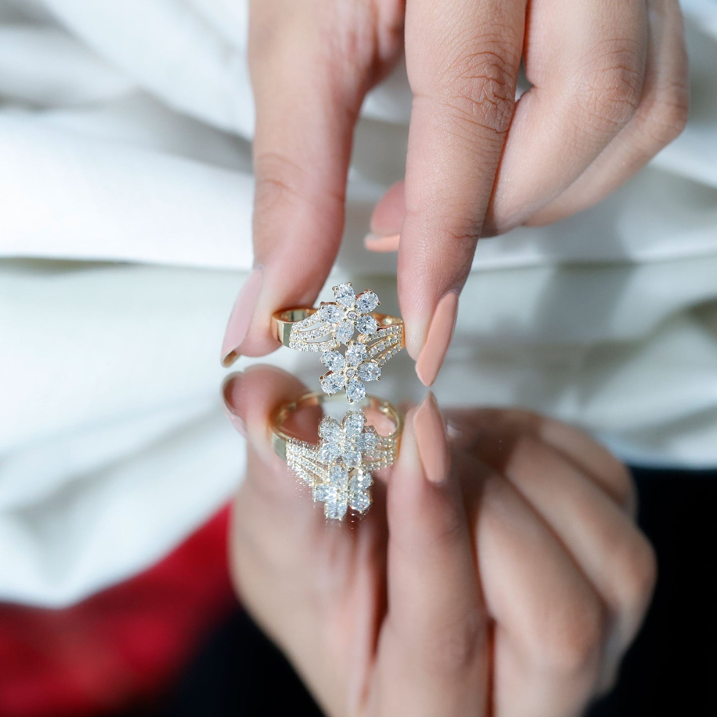 Certified Lab Grown Diamond Flower Engagement Ring For Women