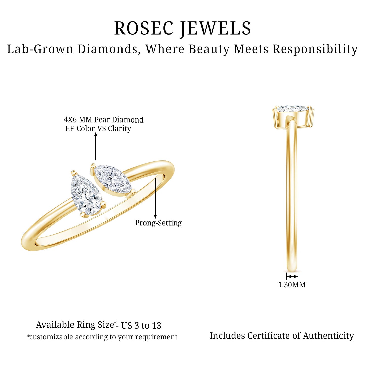 Certified Lab Grown Diamond Two Stone Promise Ring