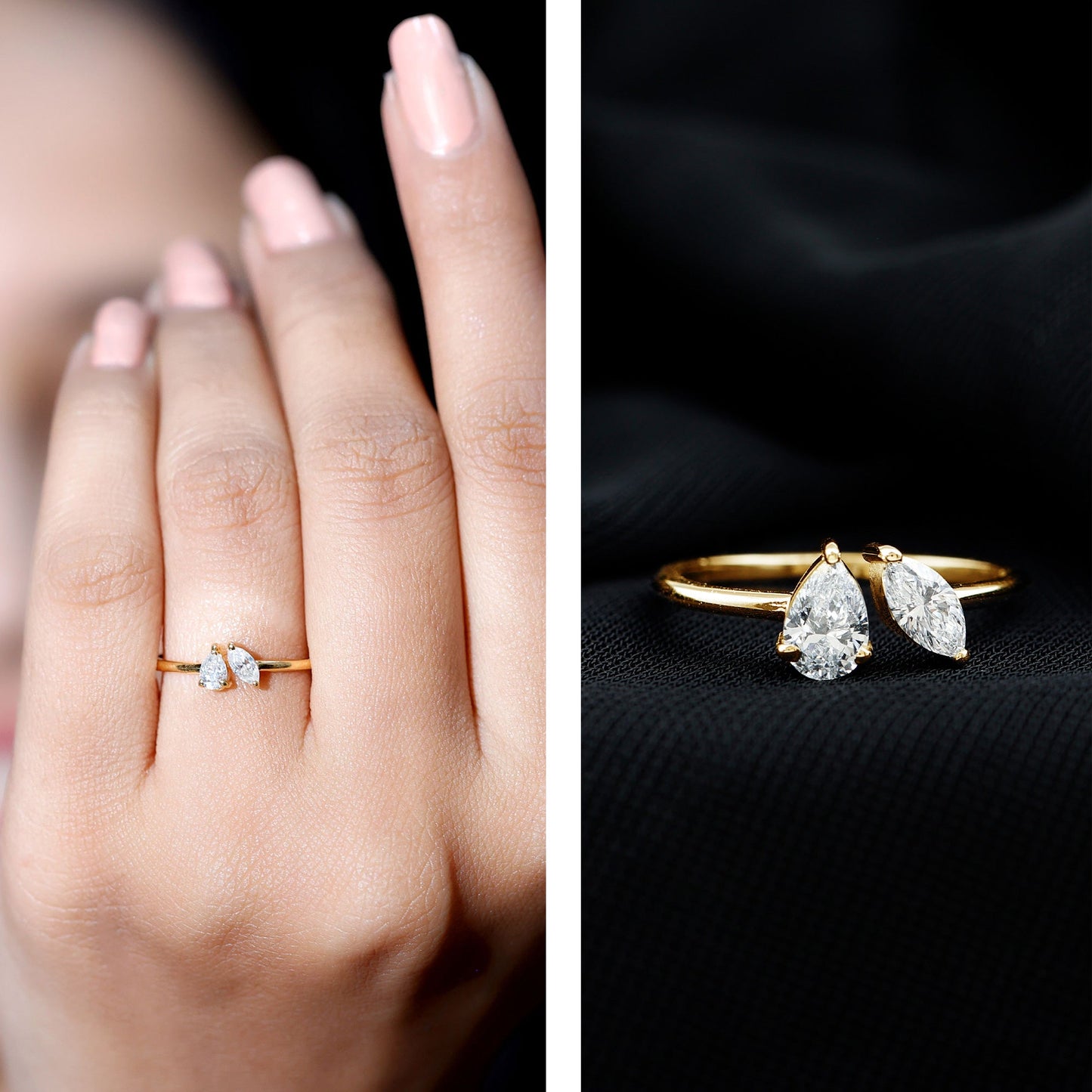 Certified Lab Grown Diamond Two Stone Promise Ring
