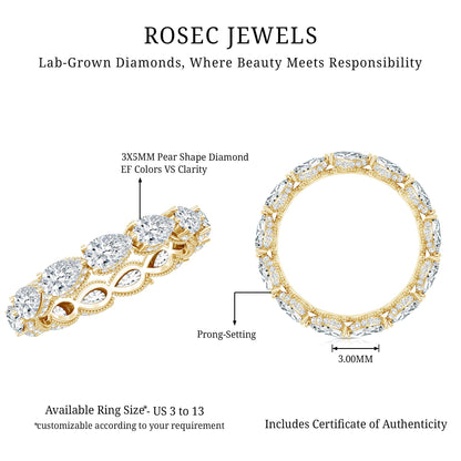 Certified Pear Shape Lab Grown Diamond Eternity Ring