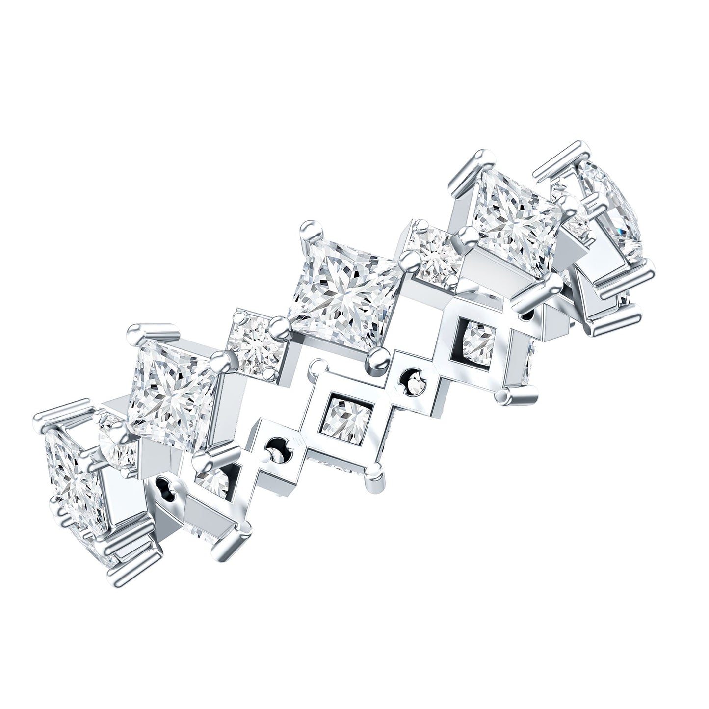 Certified Princess Cut Lab Grown Diamond Eternity Wedding Ring