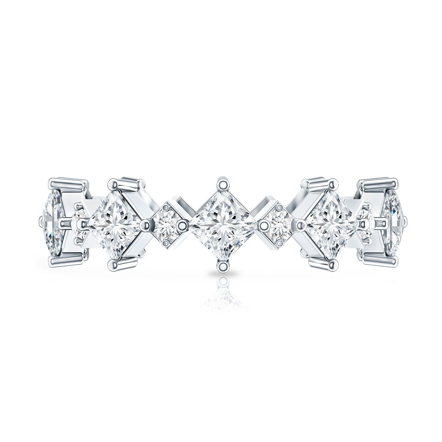 Certified Princess Cut Lab Grown Diamond Eternity Wedding Ring