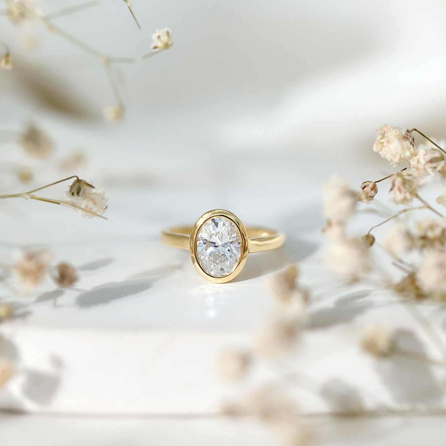 Certified 1 Carat Lab Grown Diamond Bezel Set Engagement Ring