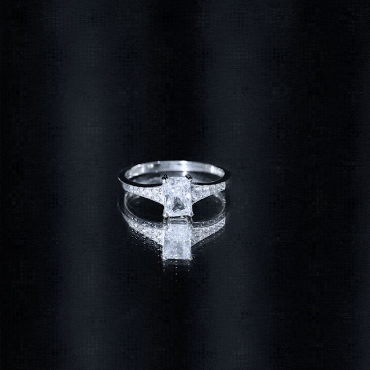 Brilliant Cut 1.7 Carat Lab Grown Diamond Emerald Cut Engagement Ring