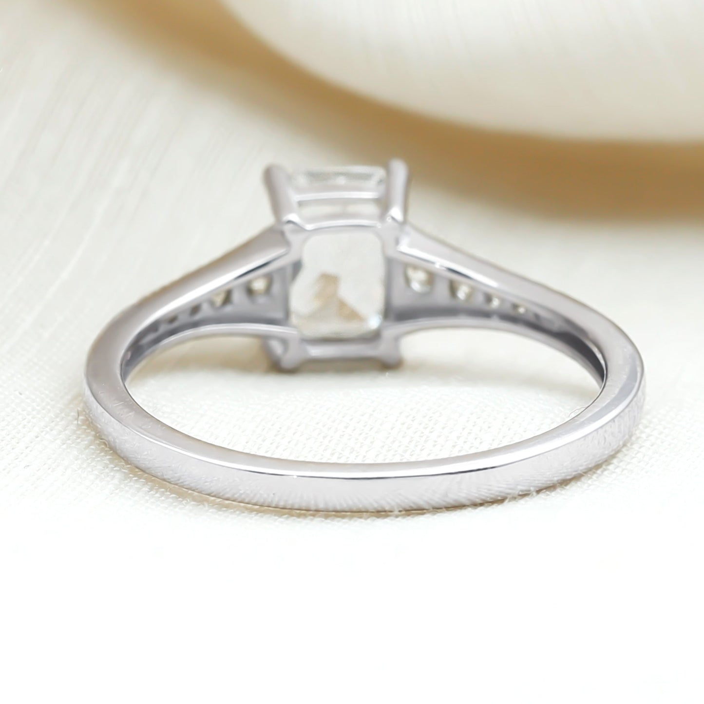 Brilliant Cut 1.7 Carat Lab Grown Diamond Emerald Cut Engagement Ring
