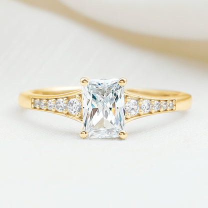 Brilliant Cut 1.7 Carat Lab Grown Diamond Emerald Cut Engagement Ring
