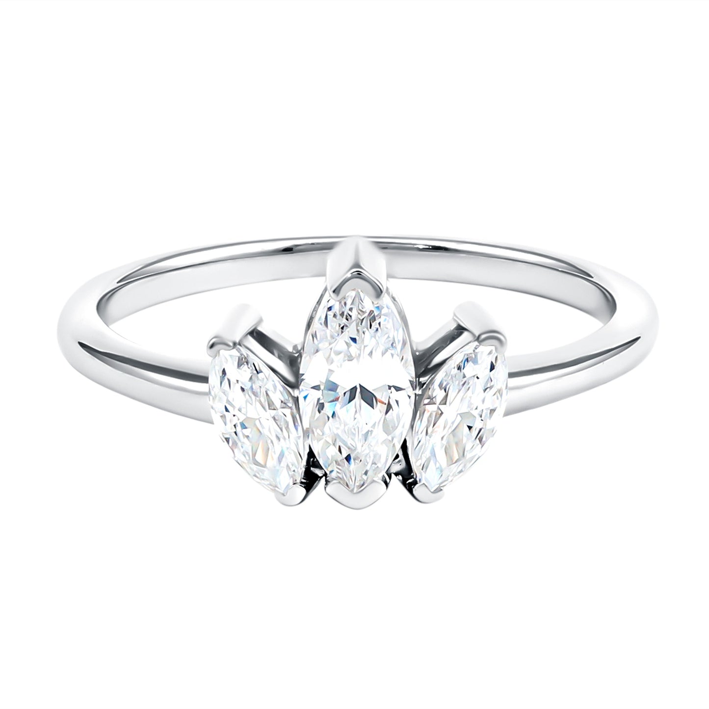 Marquise Cut Lab Grown Diamond 3 Stone Engagement Ring