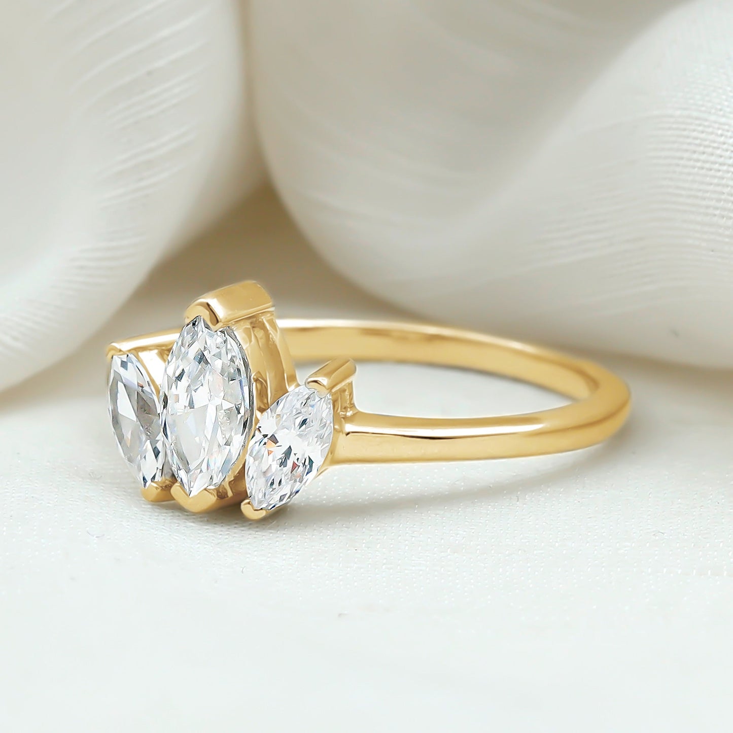 Marquise Cut Lab Grown Diamond 3 Stone Engagement Ring