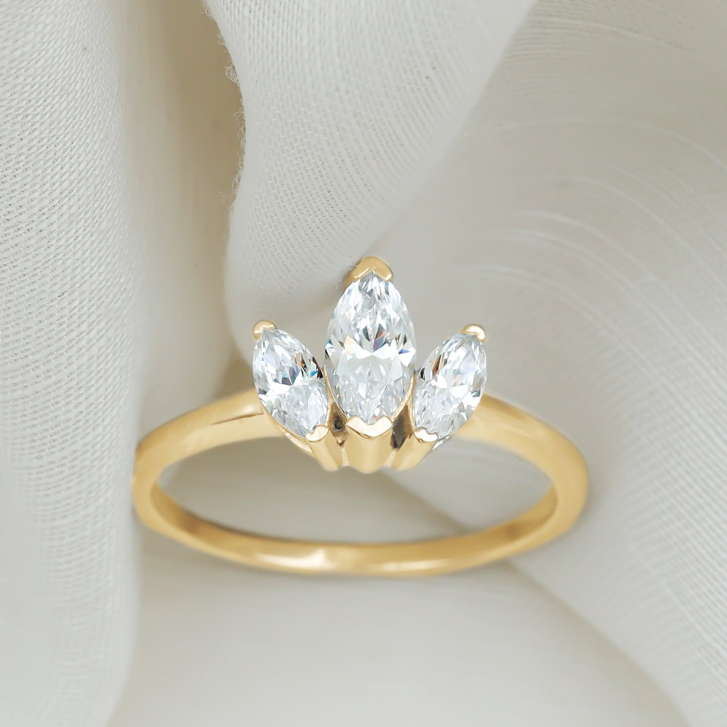 Marquise Cut Lab Grown Diamond 3 Stone Engagement Ring