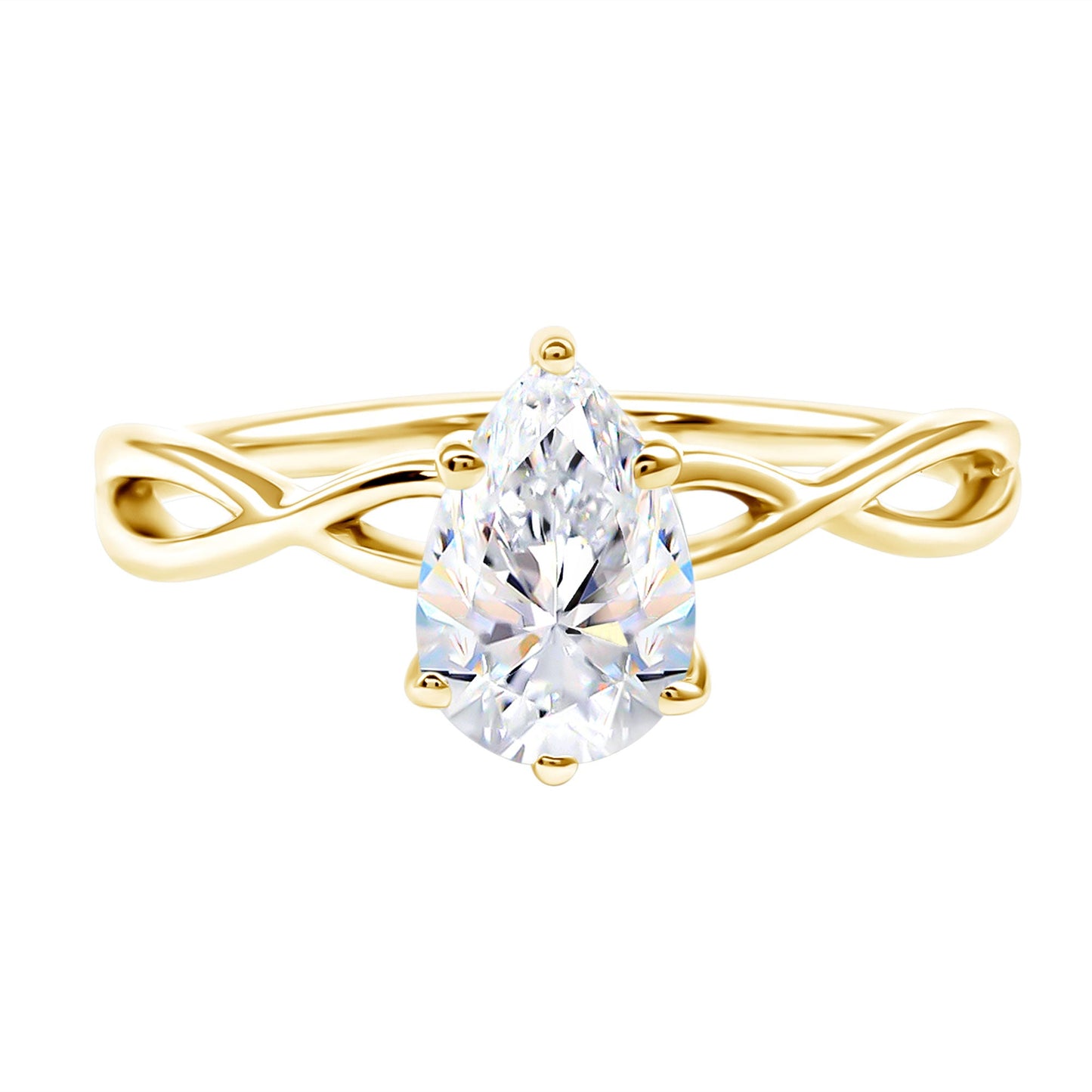 Lab Grown Diamond Pear Engagement Ring with Infinity Band