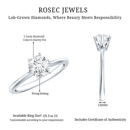 1 Carat Lab Grown Diamond Solitaire Engagement Ring with IGI Certificate