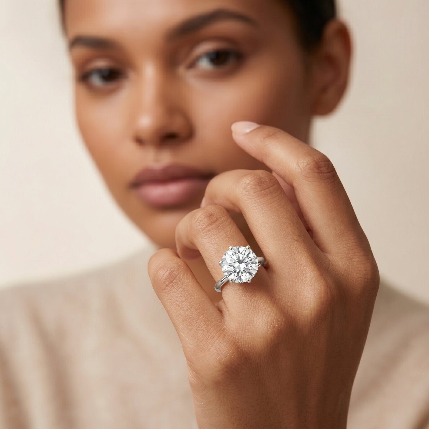 IGI Certified 5 Carat Lab Grown Diamond Solitaire Engagement Ring