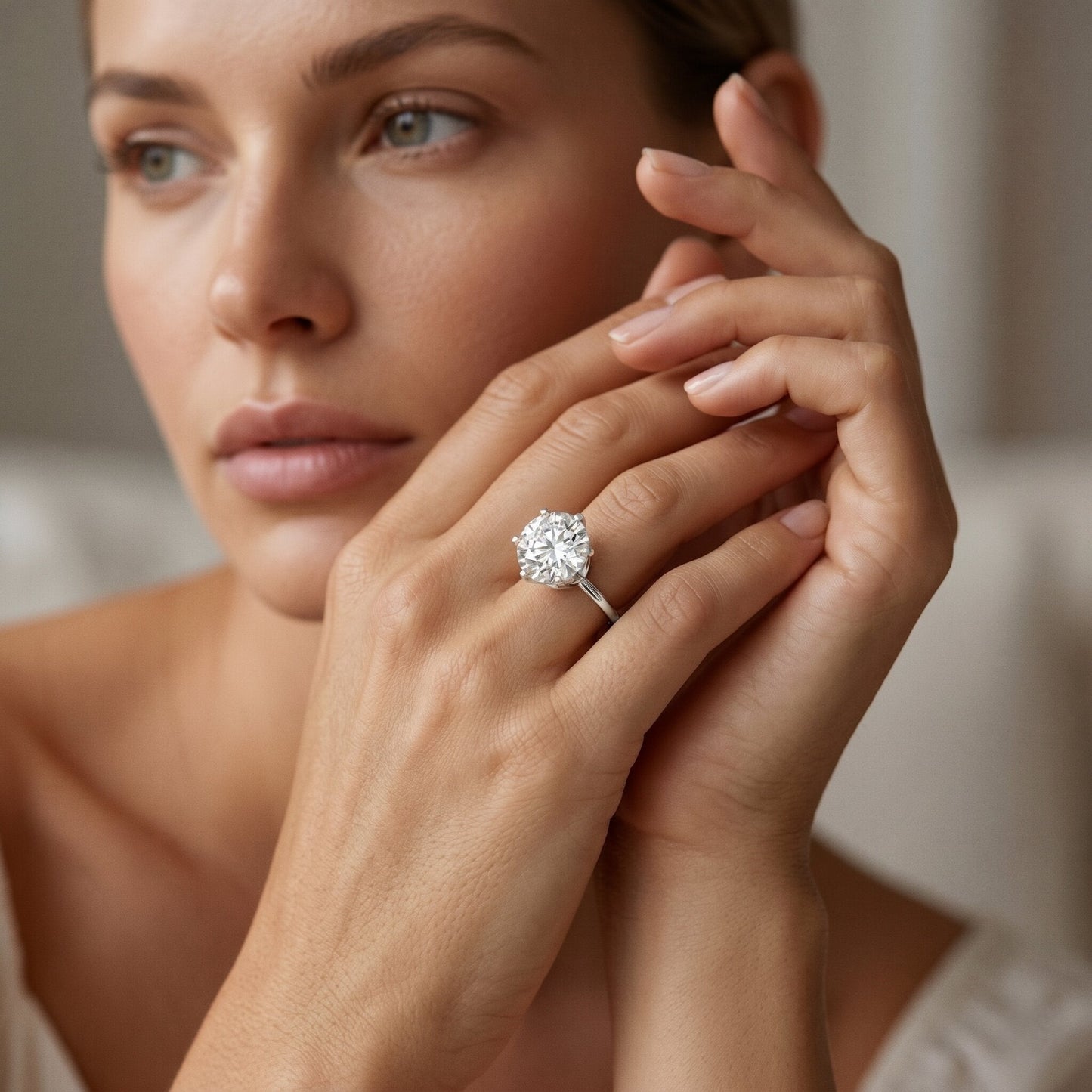 4 Carat Lab Created Diamond Solitaire Engagement Ring with IGI Certificate