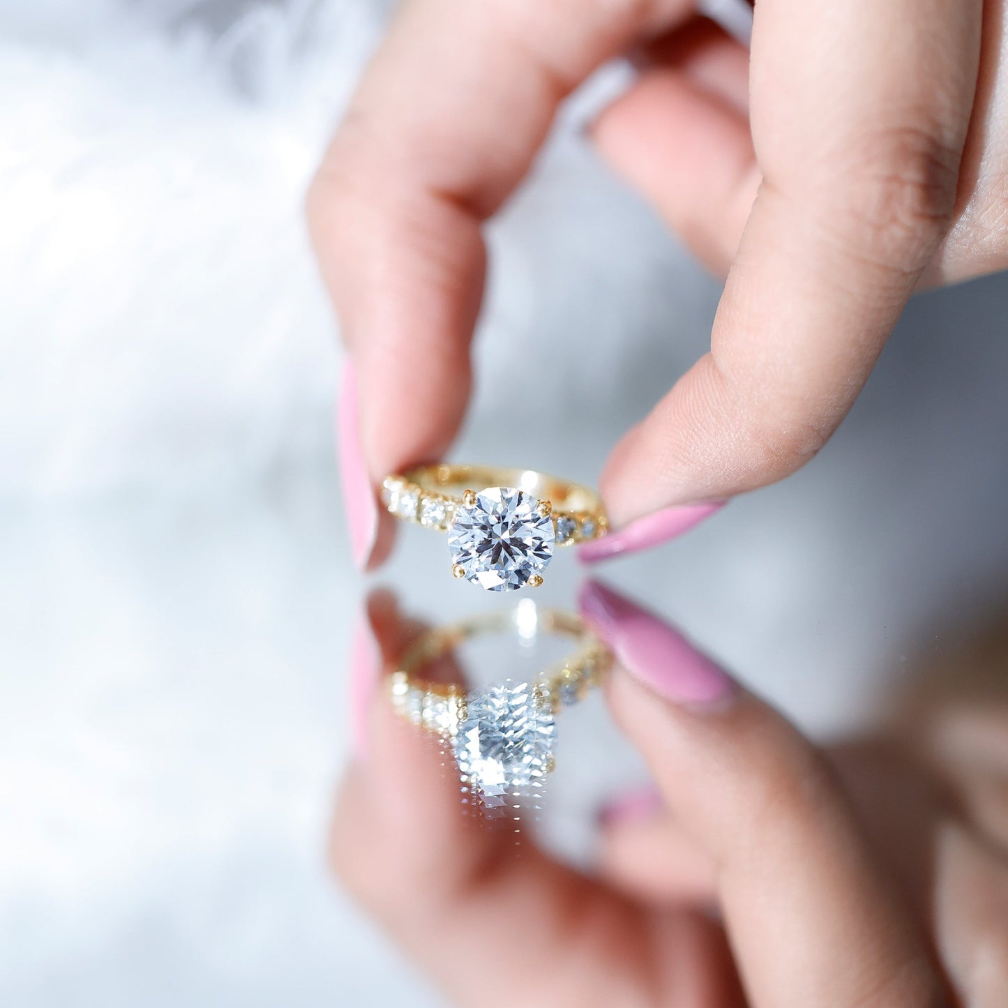 Round Cut 3 Carat Lab Grown Diamond Engagement Ring with IGI Certificate