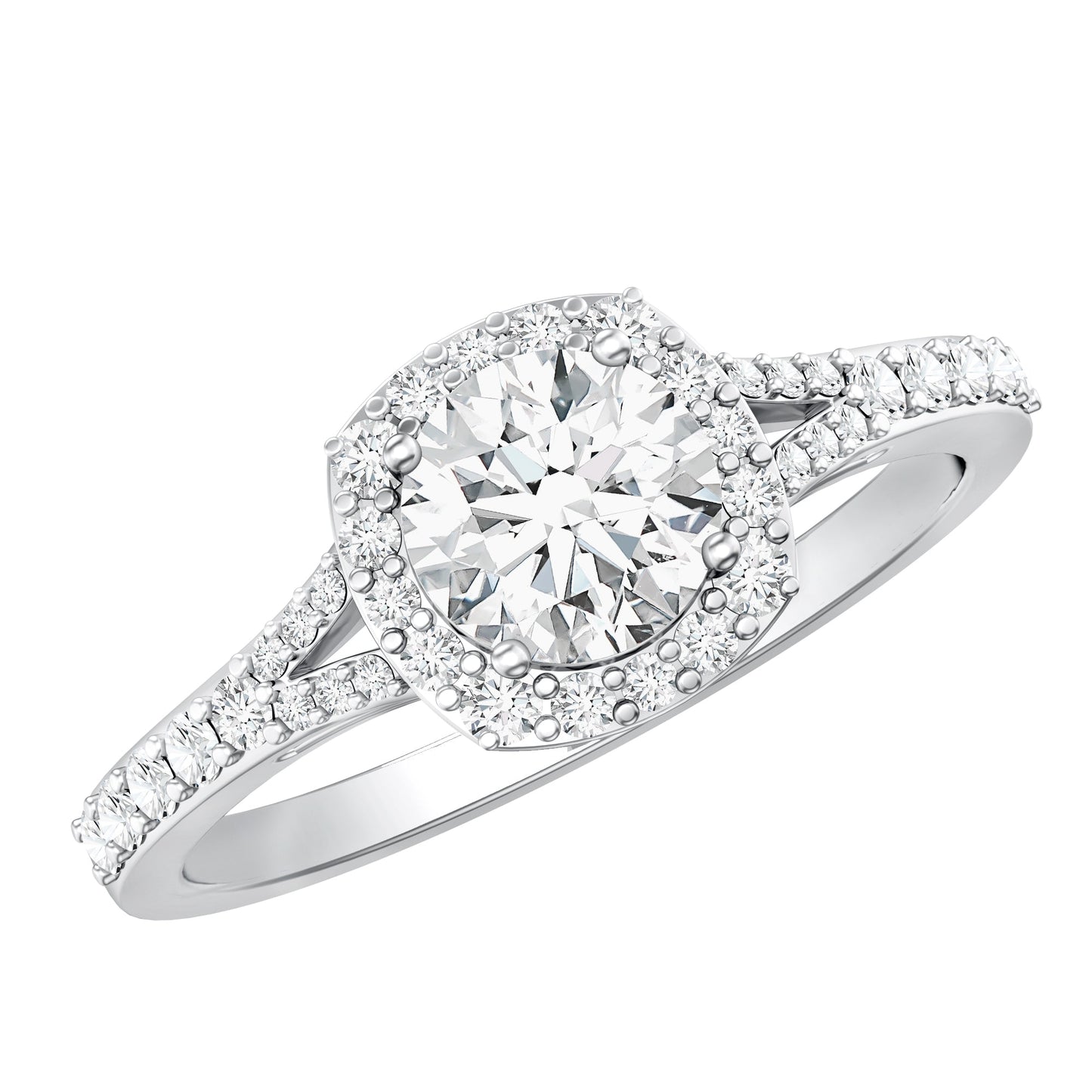 IGI Certified 1 Carat Lab Grown Diamond Halo Engagement Ring for Women
