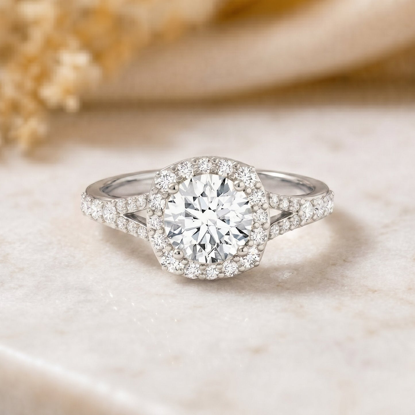 IGI Certified 1 Carat Lab Grown Diamond Halo Engagement Ring for Women