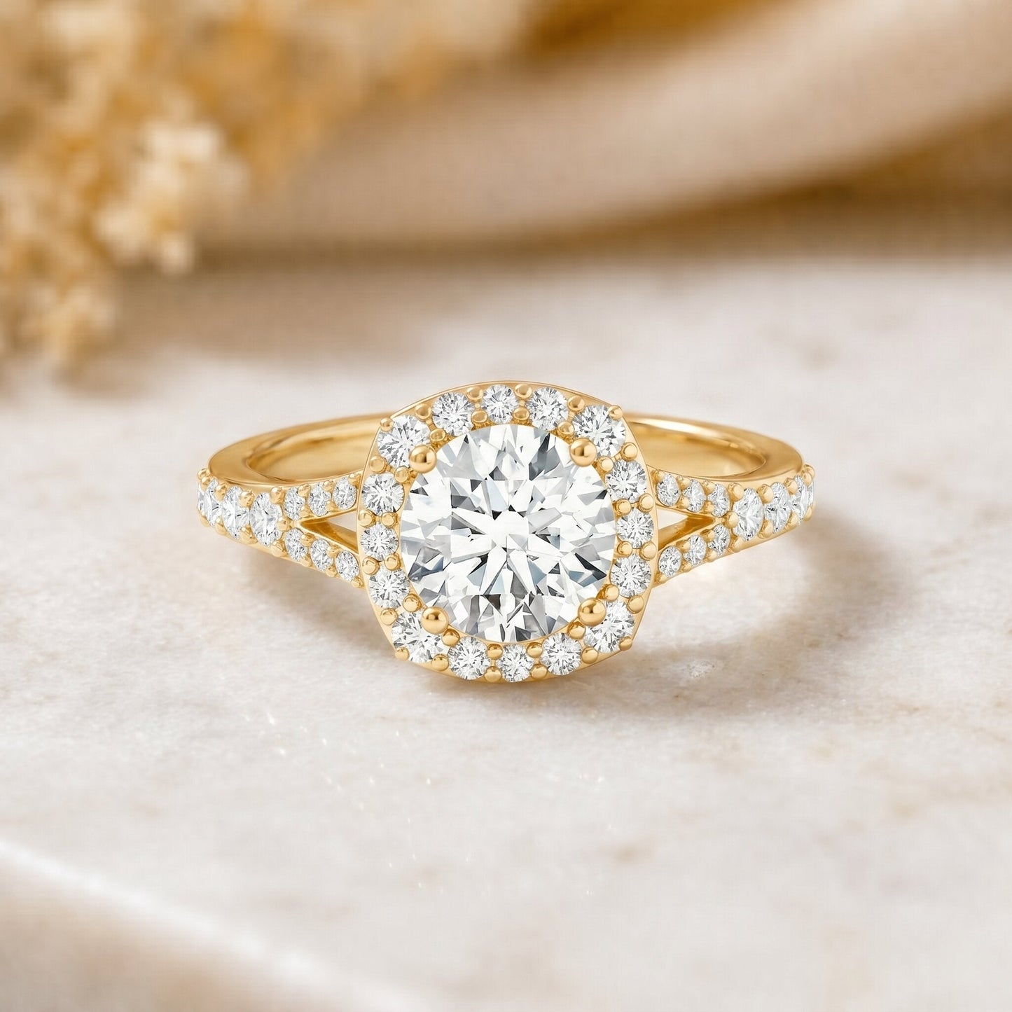 IGI Certified 1 Carat Lab Grown Diamond Halo Engagement Ring for Women