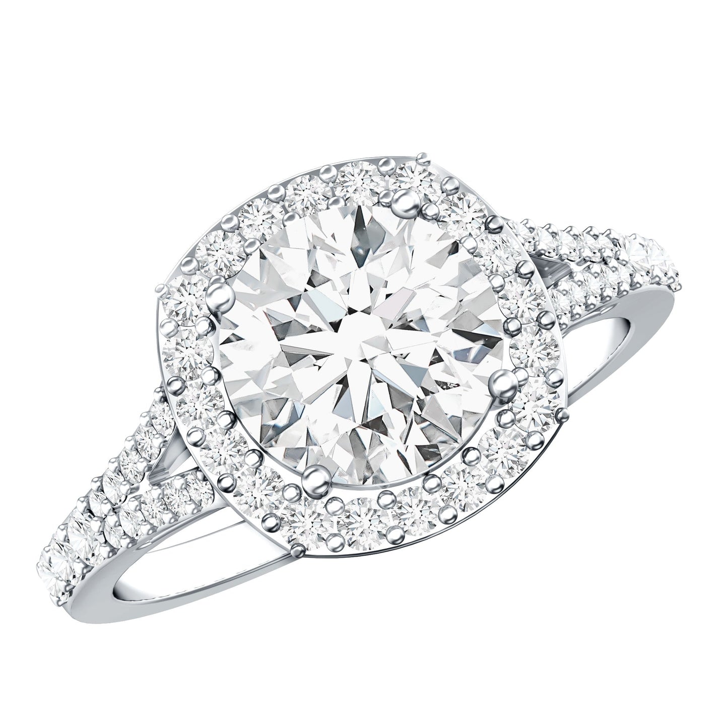 3 Carat Lab Grown Diamond Split Shank Engagement Ring with IGI Certificate