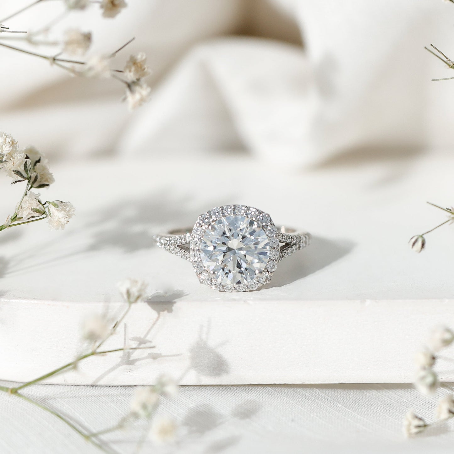 3 Carat Lab Grown Diamond Split Shank Engagement Ring with IGI Certificate
