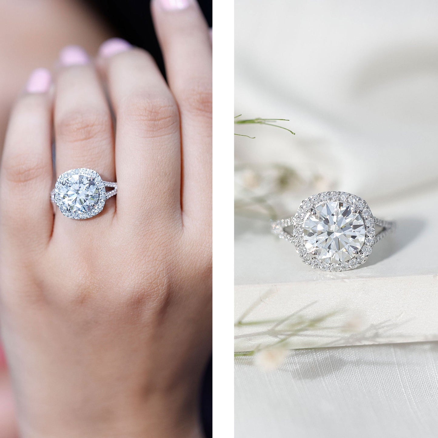 IGI Certified Lab Grown Diamond Statement Engagement Ring with Split Shank