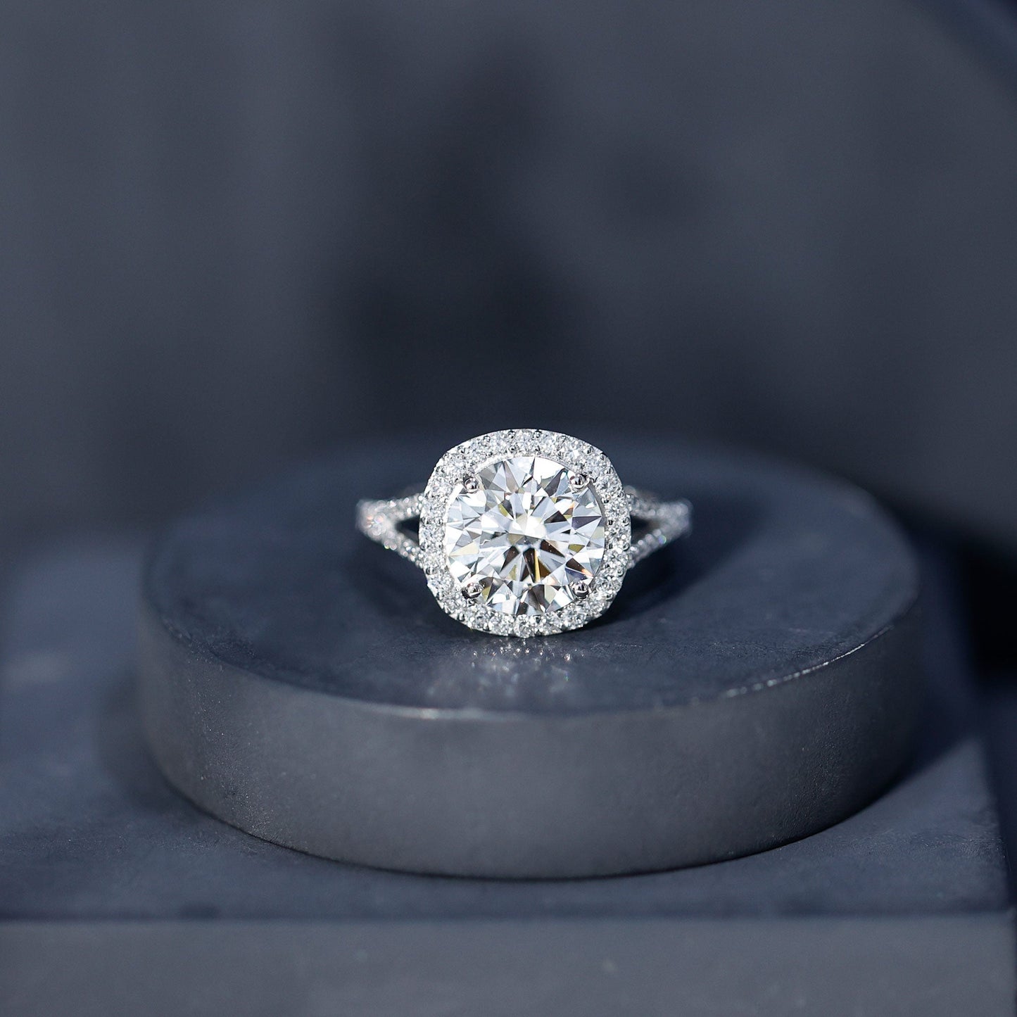 IGI Certified Lab Grown Diamond Statement Engagement Ring with Split Shank