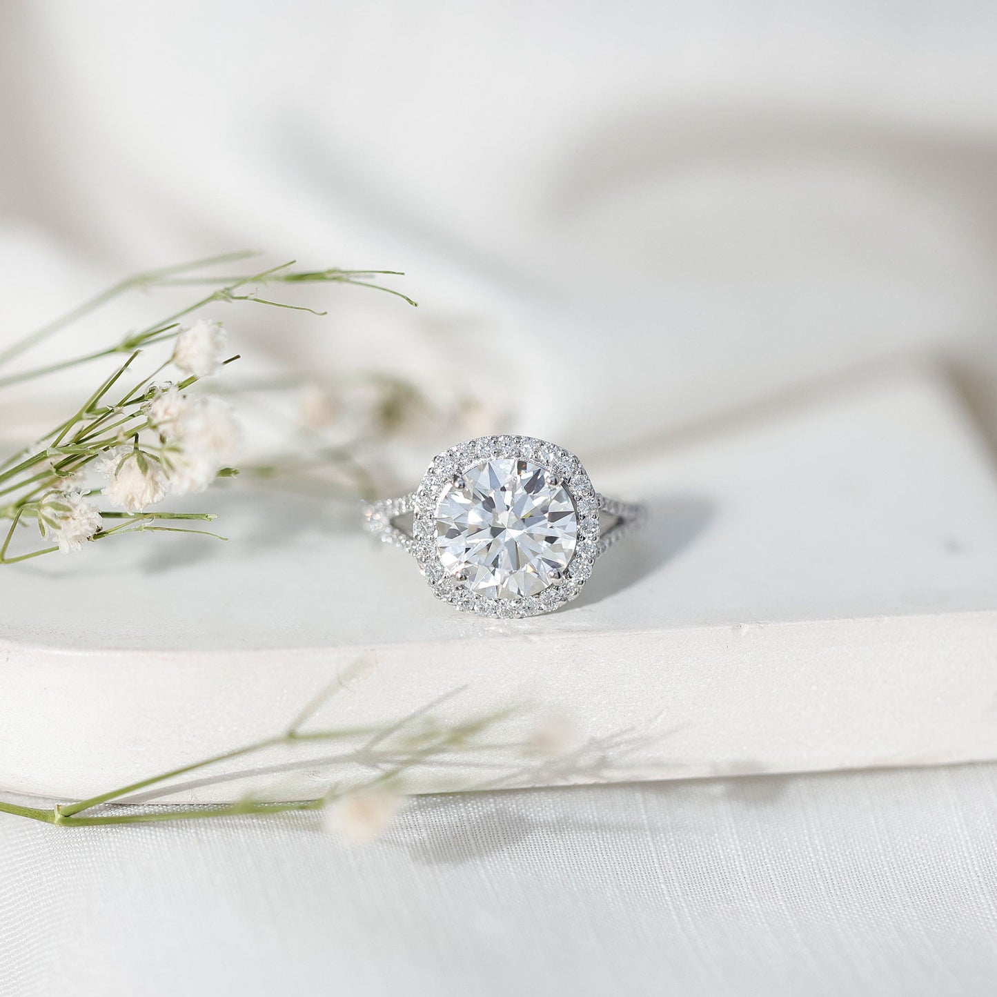 IGI Certified Lab Grown Diamond Statement Engagement Ring with Split Shank