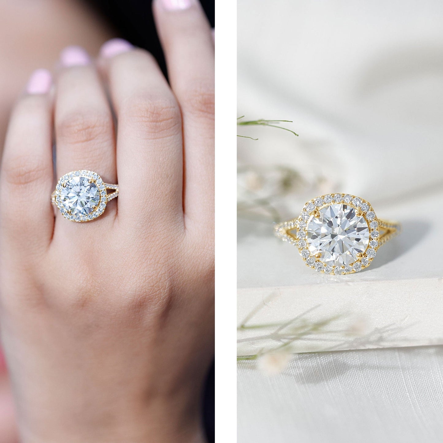 IGI Certified Lab Grown Diamond Statement Engagement Ring with Split Shank